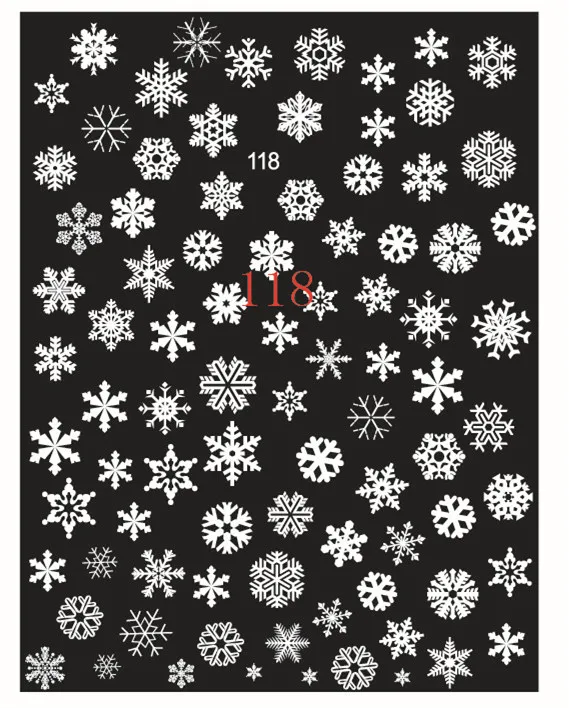 1 шт Рождественская белая Снежинка 3D стикер для ногтей Санта Клаус Олень шаблон клейкая переводная Наклейка Маникюр наклейки для ногтей - Цвет: 118