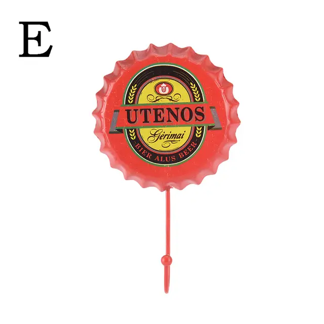 1pc Personalized Durable Retro Beer Bottle Cap Wall Hanging Hooks