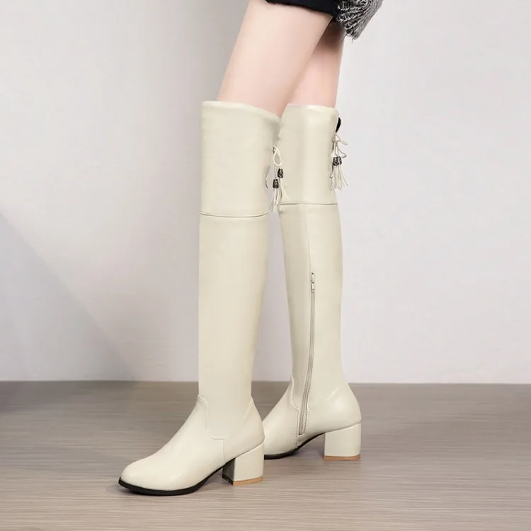

Big Size 11 12 13 14 Thick base with low square heels for comfortable casual high boots for ladies Knight boots