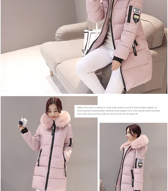 Parka Women Winter Coats Long Cotton Casual Fur Hooded Jackets Ladies Warm Winter Parkas Female Overcoat Women Coat MLD1268 -
