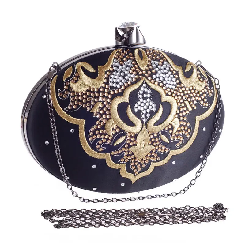

Retro Women Evening bags Diamond Rhinestone Clutches Crystal Day Clutch Chain Wallet/Purse for Wedding Party Banquet black Li223
