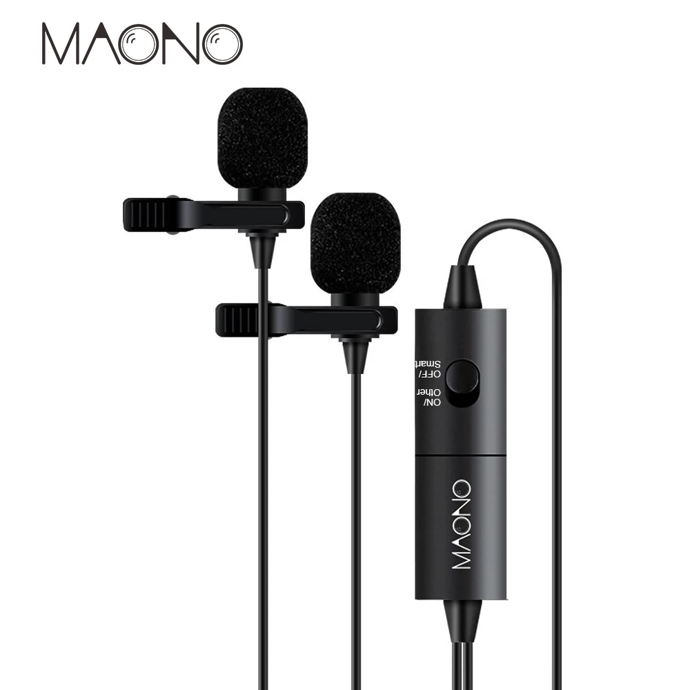 

MAONO Dual Lavalier mini Condenser Microphone for Canon Nikon DSLR Camcorders,Studio mic microphone phone computer Laptop Camera