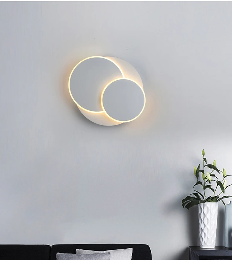 Nordic rotating round wall lamp creative simple modern adjustable lighting living room bedside staircase study bedroom lamp