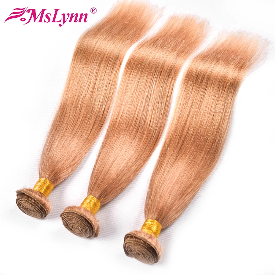 alt#27 Honey Blonde Bundles Brazilian Straight Hair Bundles Deal Straight Human Hair Weave 3 Pcs/Lot Mslynn Non Remy Hair Extension