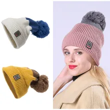 Новая версия зимней женской шапки, подходящая двухцветная курчавая C ярлык с буквами, модные женские вязаные шерстяные шапки