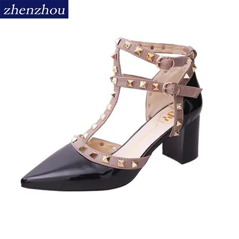 

escarpins femme 2018 shoes woman thick heels shoes zapatos de mujer pointed toe ladies shoes sapato feminino chaussures femme