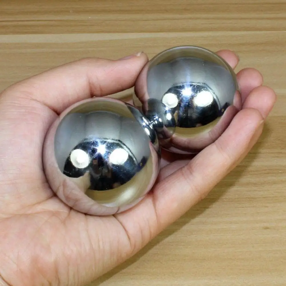 Китайские хромированные серебряные парчовые мячи для фитнеса, здоровья, в коробке, вращающиеся руки, упражнения для расслабления стресса, терапия, массажный мяч