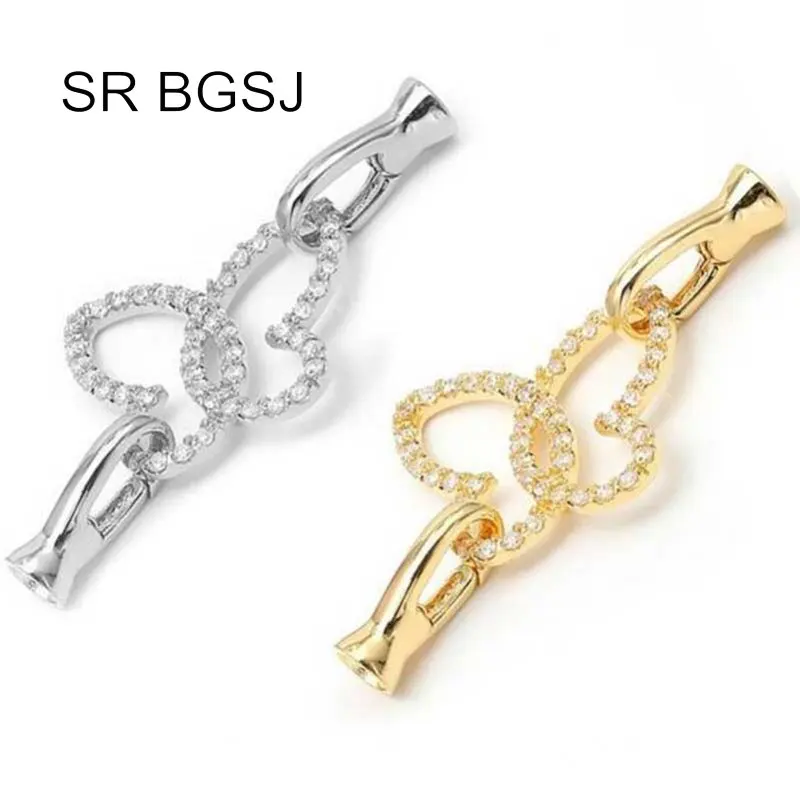 

Free Shipping Micro Inlay Zircon Butterfly 925 Silver Necklace Hook Lobster Claw Diy Clasp