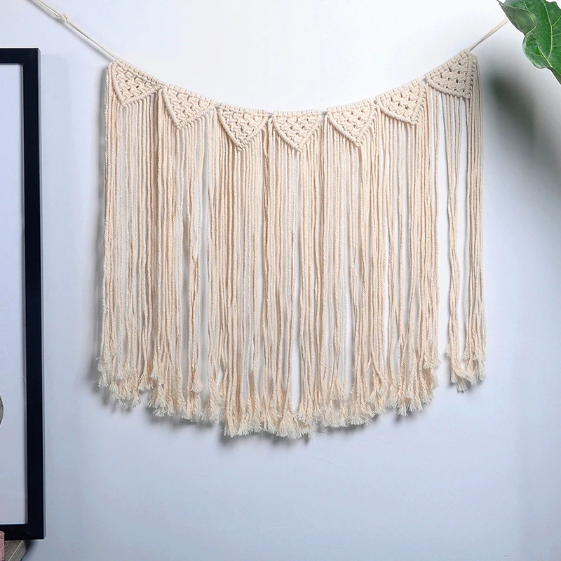 

50*63cm Bohemian Style Linen Wall Tapestry Home Decorations Wall Hanging Tassel Tapestries for Living Room Bedroom Knitted Gift
