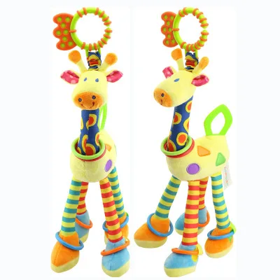 Плюшевые Детские Развивающие мягкие колокольчики с изображением жирафа, игрушки с ручкой,, детская игрушка-прорезыватель, скидка 50