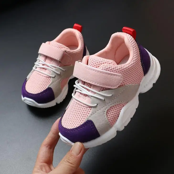HaoChengJiaDe/новая весенняя детская обувь; модные детские спортивные кроссовки из искусственной кожи с мягкой подошвой; Осенняя дышащая обувь для малышей - Цвет: Розовый