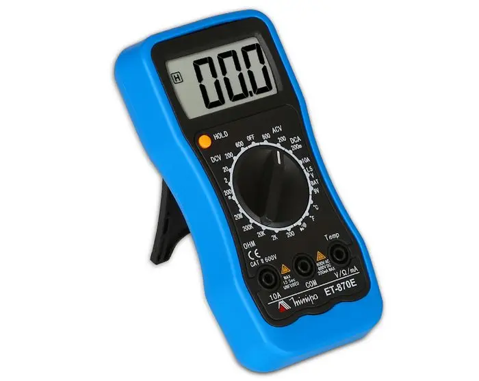 

Minipa ET-870E high-precision digital multimeter, manual, handheld, LCD display .With battery test, temperature measurement.