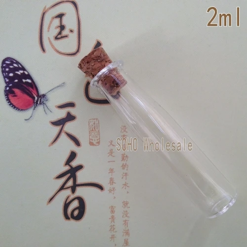Freehipping20pcs 2ml Glass vial Wholesale glass bottles with corks Small Empty Perfume bottle tube |
