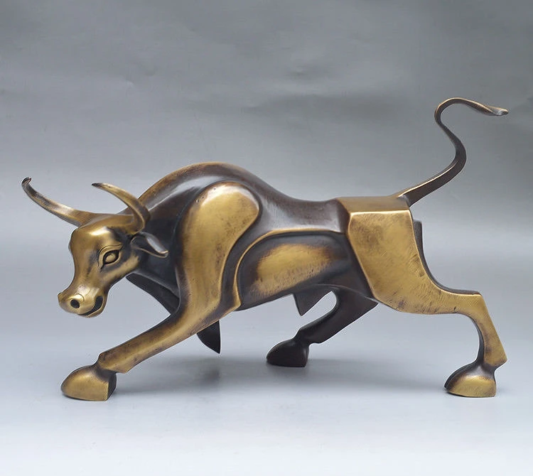 

Chinese Pure Bronze Fengshui Zodiac Year Bovine Bull Ox Art Deco Statue