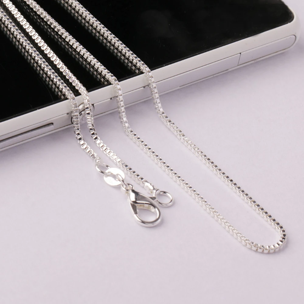 10pcs/lot 925 Sterling Silver Thin Link Box Chain 1.4mm Necklace for
