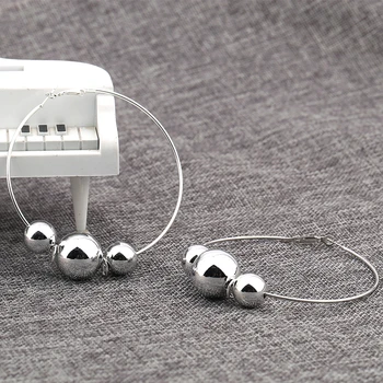 

2019 Fashion Silver Earring Jewelry High Polished beads Hoop Earring women High Quality Hoop Silver Gold Woman Hoops Wholesale