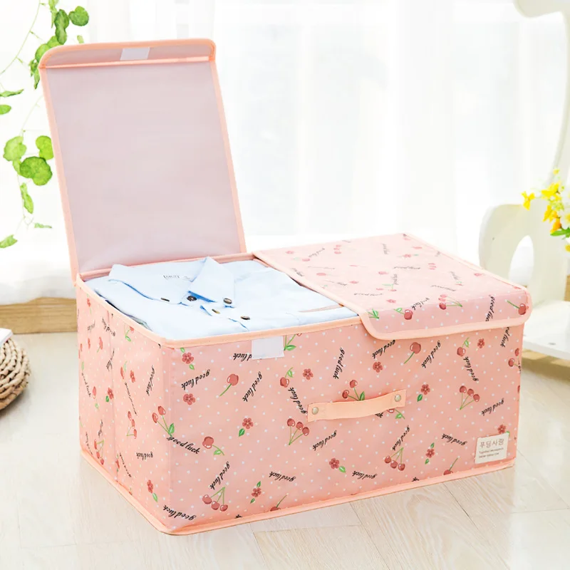 Pink cherry Товары для путешествий Ткань Оксфорд двойной большой ящик для хранения одежды с крышкой складной нижнее белье отделочная коробка упаковка коробка для хранения - Цвет: Pink cherry