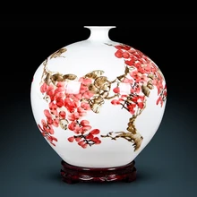 Цзиндэчжэнь мастер ручная роспись гранатовая ваза для цветов китайский Гостиная украшения винный шкаф свадебные фарфоровая ваза
