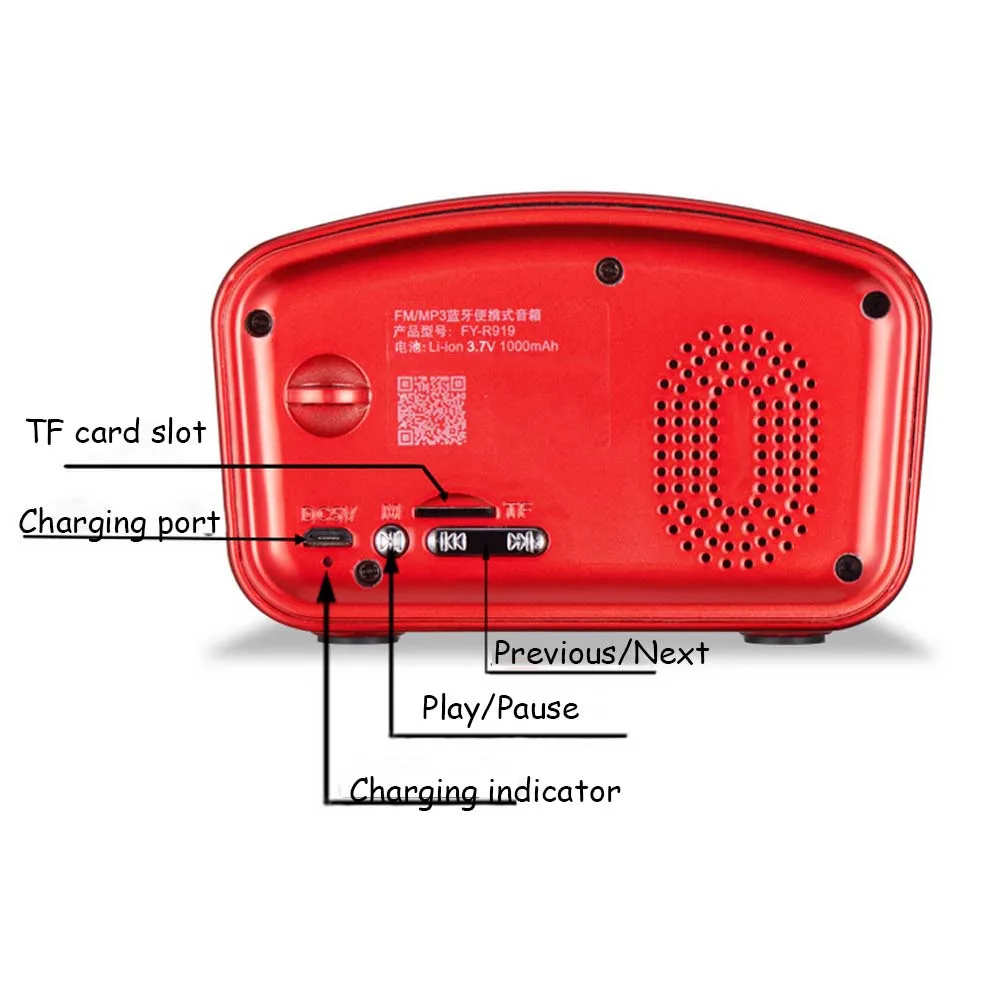 JINSERTA Мини Bluetooth динамик Портативный беспроводной громкий динамик с функцией fm-радио Поддержка TF карты AUX с зарядным кабелем