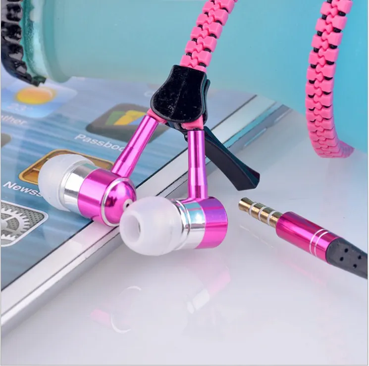 

3.5mm Jack In-ear Zipper Metal Earphone Stereo Music earphones Earbuds Headsets with Mic For Mobilephone iphone android