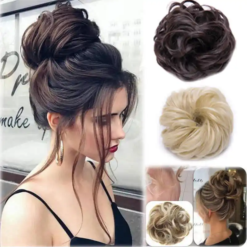 2019 Newest Hot Fashion Curly Messy Bun Hair Piece Scrunchie Updo