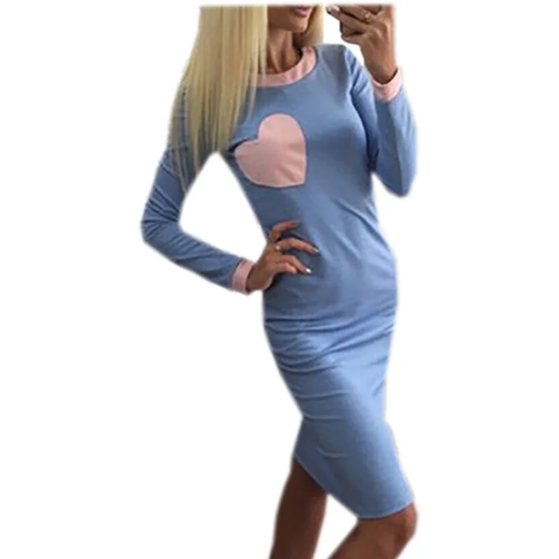 

Slim Autumn Patchwork Bodycon Elegant Dress Long Sleeve Knee Length Midi Dress Women Slim Bodycon Bandage Dresses GV312