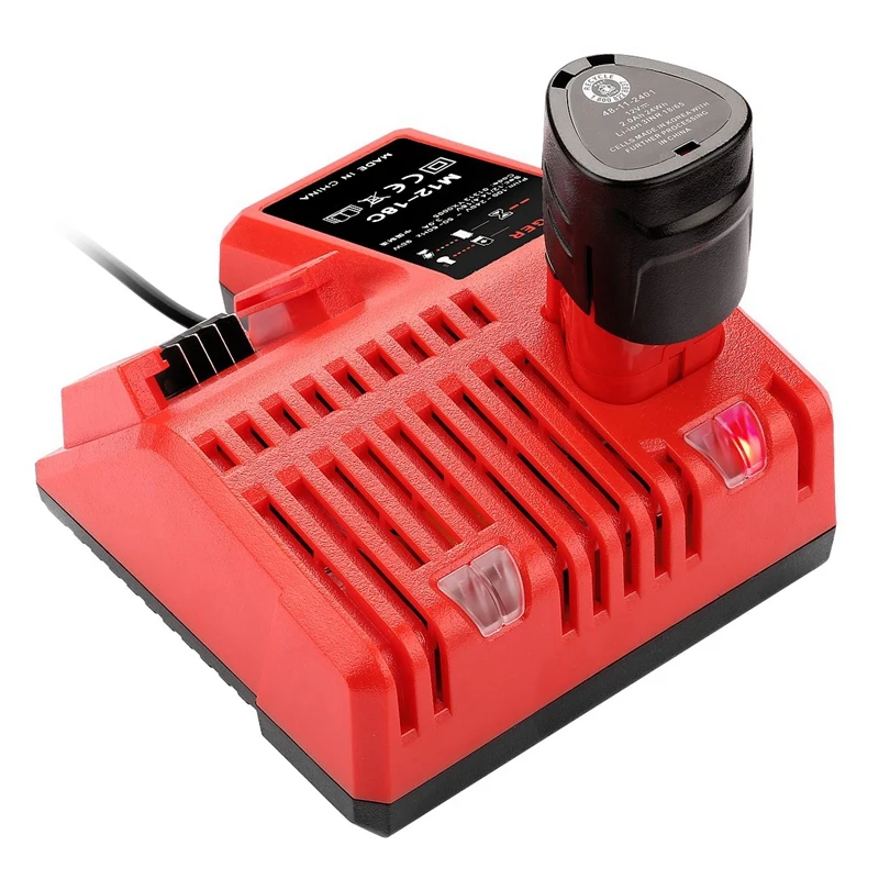 

M12 & M18 Rapid Replacement Charger M12-18Fc 12V&18V Xc Lithium Ion Charger For Milwaukee Xc Battery(Eu Plug)