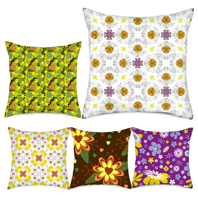 

Fuwatacchi Geometric Dot Stripe Printed Cushion Cover Green Pillow Cover Decorative Blue Flowers Pillowcase for Home Sofa Office