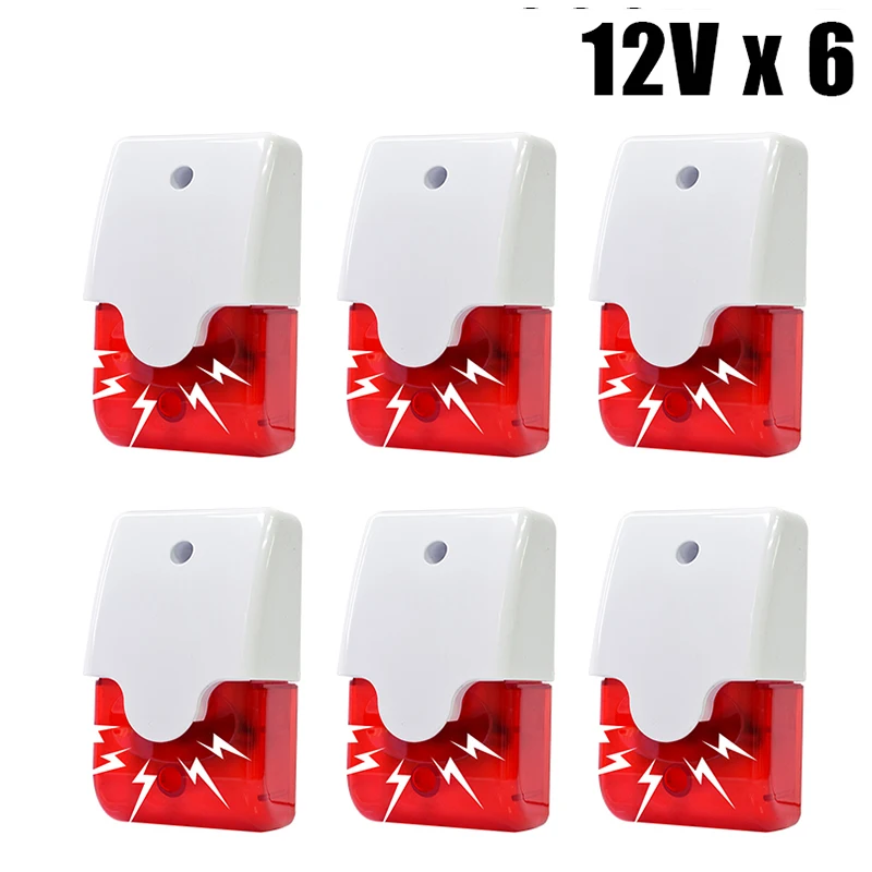 Sistema de alarma de sirena con cable interior seguridad del hogar 220 dB estroboscópico parpadeante luz roja 12 V 24 V