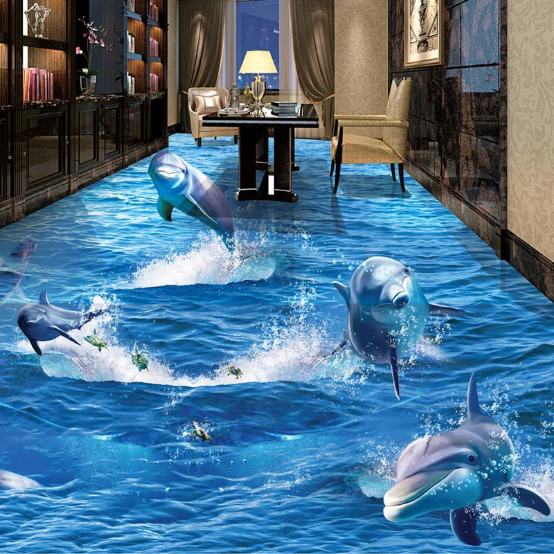 Фотообои с изображением морской воды дельфина 3D напольная плитка рисование анти