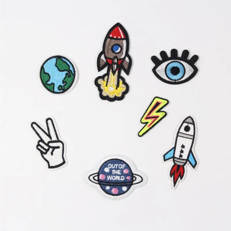 Caetoon Science Fiction Planet Patch Вышитые железные нашивки для одежды вышивка дизайн diy
