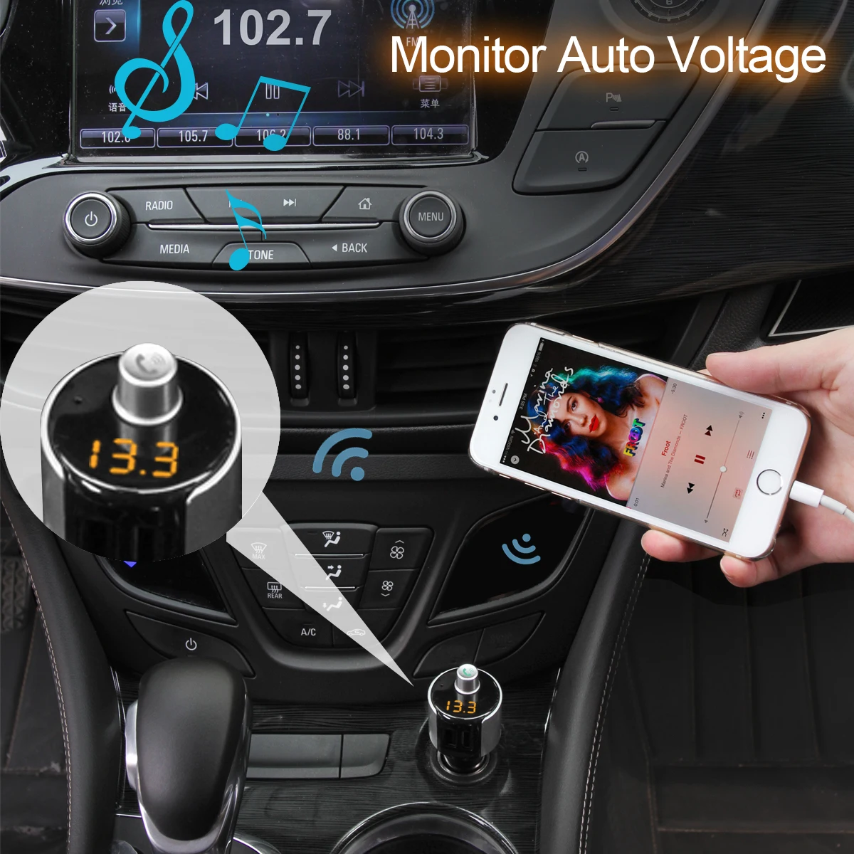 C27A автомобильный комплект громкой связи беспроводной Bluetooth fm-передатчик автомобильный комплект MP3 музыкальный плеер с двумя usb-портами автомобильное зарядное устройство fm-модулятор
