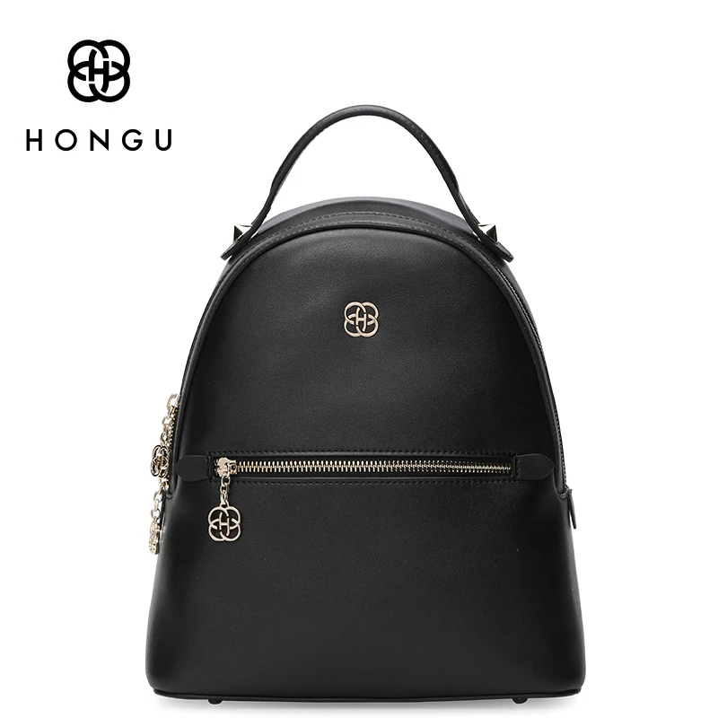 

HONGU Famous Brand Cow Leather Bags Women Backpack Shoulder Top-Handle Bags Anti theft Backpack Beach Bag For Girls Cute Leisure