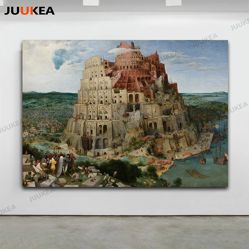 Tower of Babel Pieter Brueghel The Elder Classic HD Canvas Painting Print On Canvas, Wall Pictures For Living Room, Home Decor