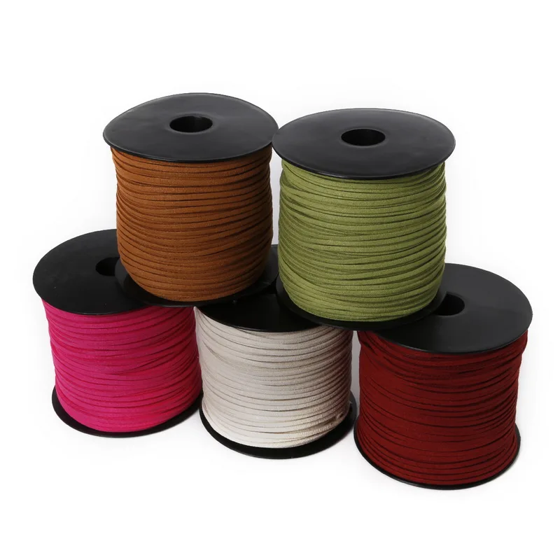 

100yards/roll 2.8mm Flat Faux Suede Leather Cord String Rope Lace Beading Thread Jewelry Findings for DIY braided bracelet Shoes