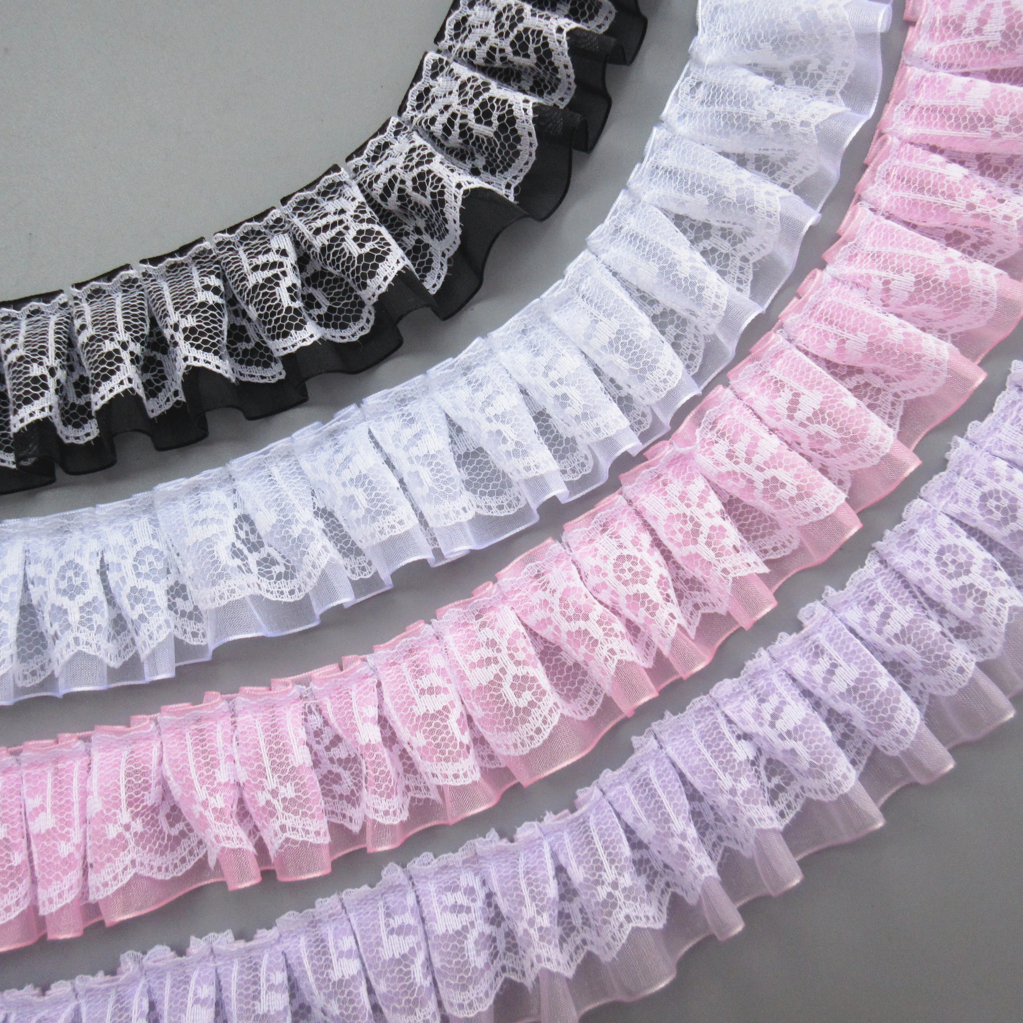 

3 Yard 4cm White Pleated Organza Gather Mesh Lace Edge Trim Ribbon Fabric Embroidery Applique Sewing Craft Wedding Dress Clothes