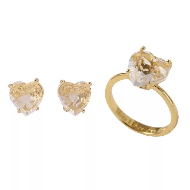 

2018 Amybaby Handmade Designer Faceted Glass Crystal Rose Color Stud Earrings Adjustable Ring Jewelry For Party