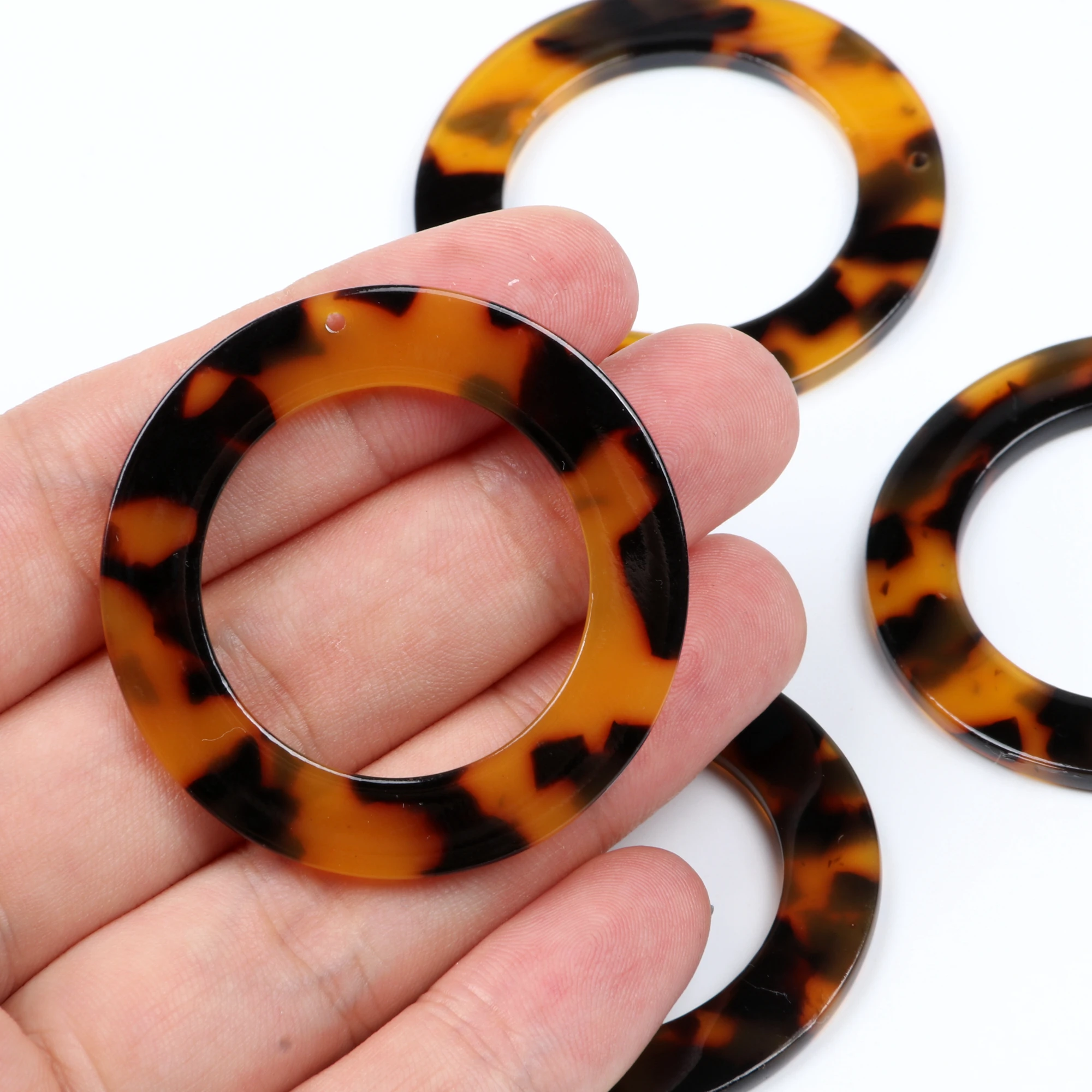 Tortoise Shell Earring Charm,Acetate Acrylic Beads,Circle Shaped,Boho,Leopard Print,Earring Parts,Ohrringe finding,44mm-ACE227