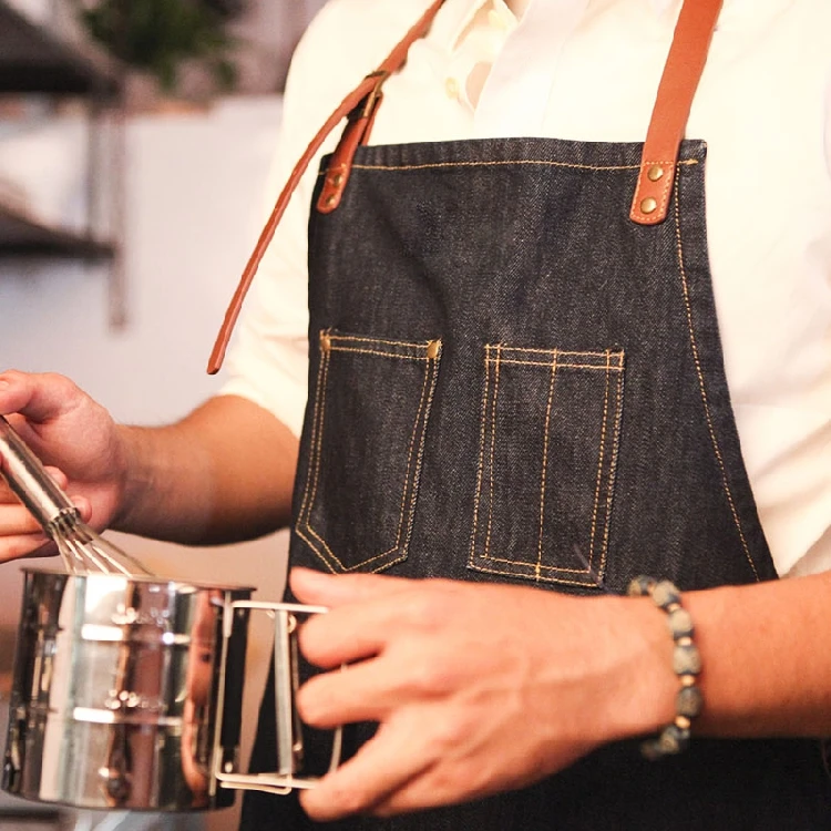 

Restaurant Barista Bar Milk Tea Dessert Painting Men and Women Workwear Fashion Cotton Denim Apron