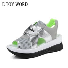 E TOY WORD Fashion Summer Women's Sandals Casual Mesh Breathable Shoes Women Comfortable Fish Mouth Platform Sandals