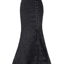 Готическая длинная юбка-Русалка Женская элатическая черная фиолетовая красная юбка-годе Летняя Сексуальная винтажная Готическая Высокая талия Макси юбка