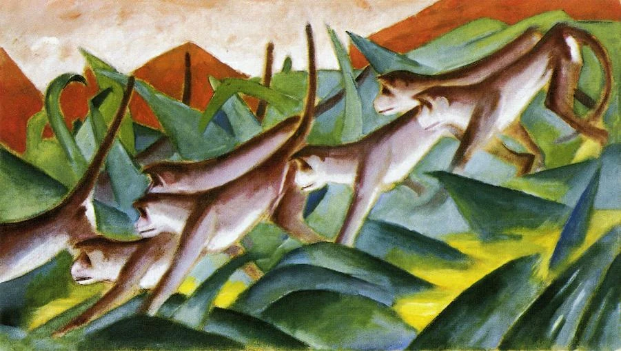 High quality Oil painting Canvas Reproductions Monkey Frieze 1911 By Franz Marc hand painted photo
