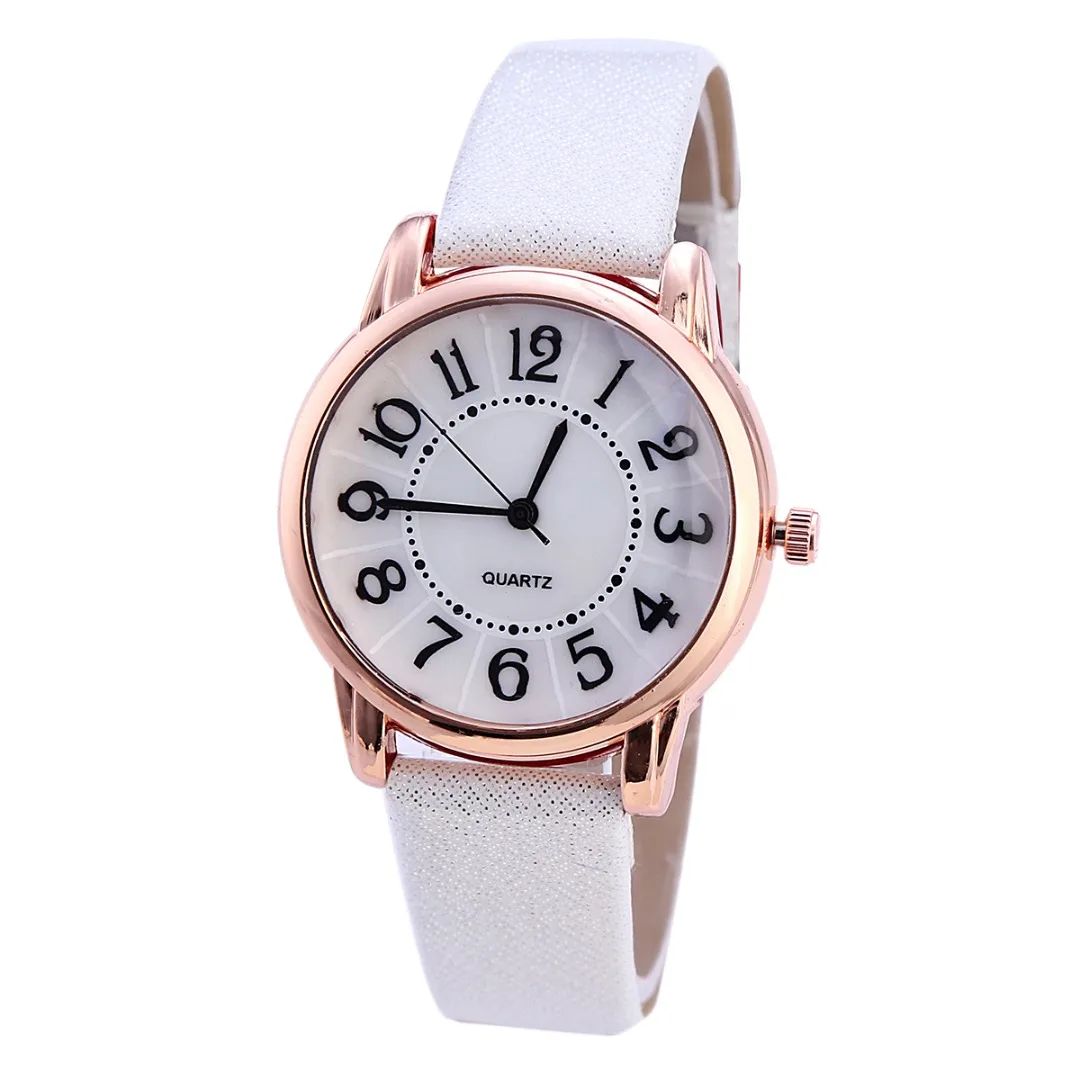 Faux Leather Arabic Numbers Watch  Fashion Casual Women Analog Quartz Watchh Female Wristwatches Relogio Feminino Shellhard
