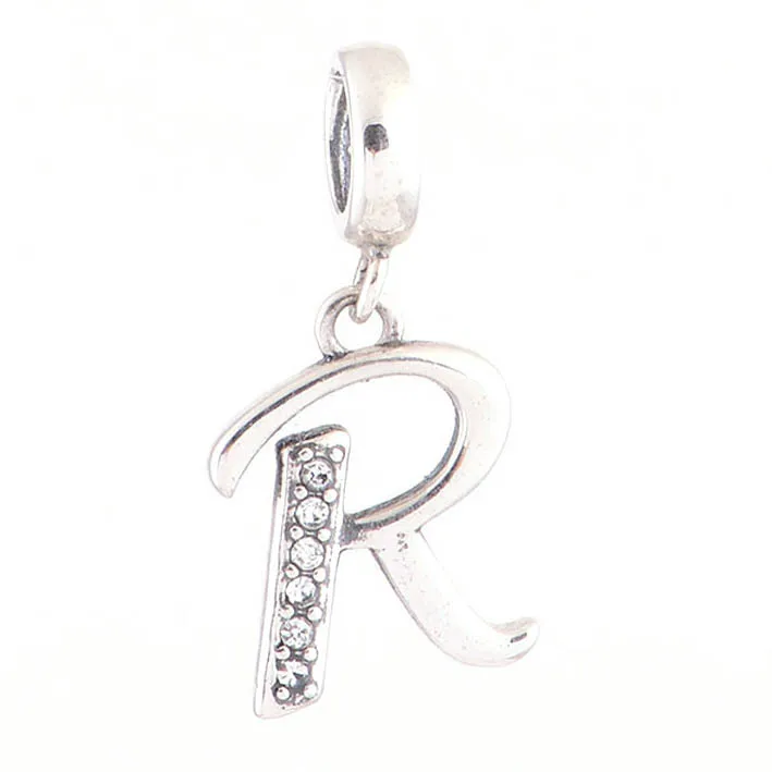 Fits Pandora Charms Bracelet Authentic 925 Sterling Silver Alphabet R