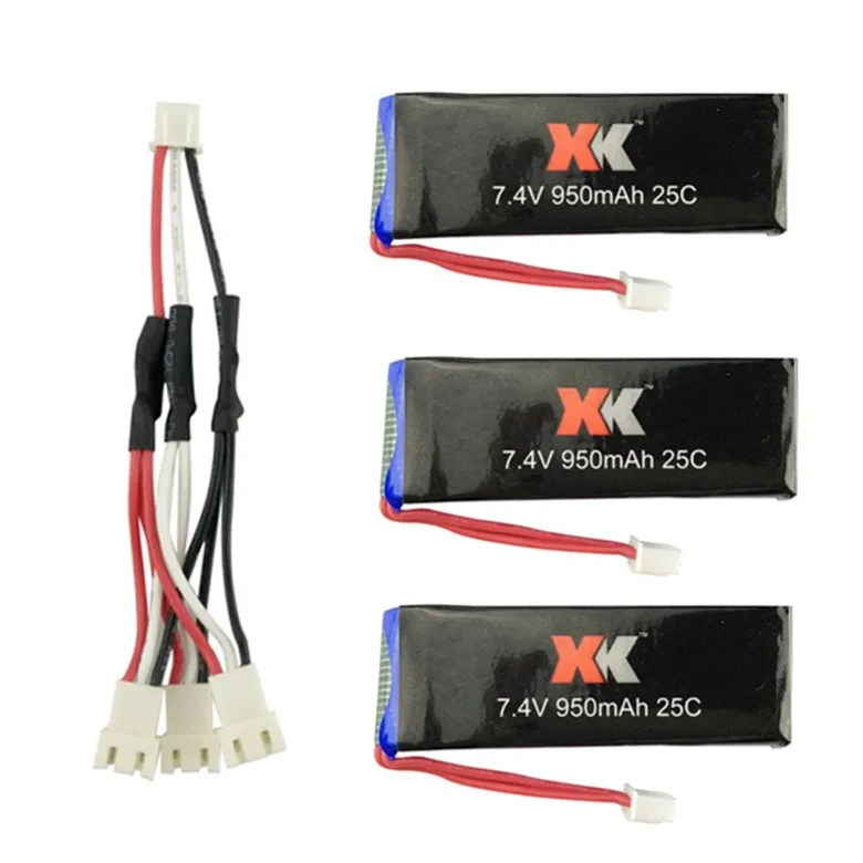 

3pcs 7.4V 25C 950mah Lipo Battries and Battery Charger Cable for XK X251 Quadcopter