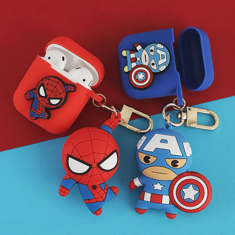 

Cartoon Superhero Decor Silicone Case for Apple Airpods 1 2 Cover Case Accessories Bluetooth Earphone Bag Box Protective Cover