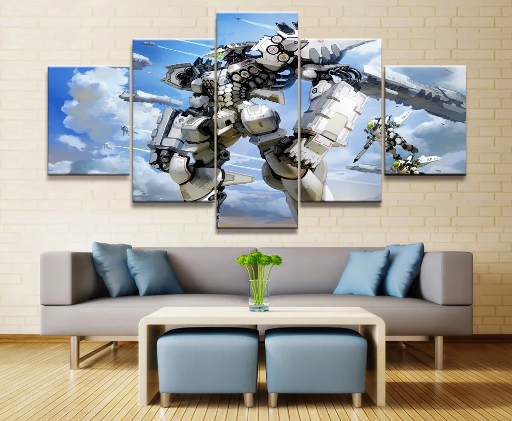 Gundam Anime 5 Piece HD Print Wall Art Canvas Art For Living Room Decor Painting Wall Art Canvas Modern Home Decor Picture