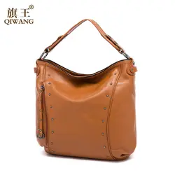 Qiwang для женщин сумки Хобо пояса из натуральной кожи сумки женская кожаная повседневное Голливуд серии модная сумка