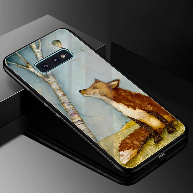 Gerleek Стекло DIY хитрой лисы Роскошный Модный чехол КРЫШКА ДЛЯ samsung A10 A20 A30 A40 A50 A60 A70 S7 край S8 S9 плюс S10 Note 8, 9 - Цвет: G8