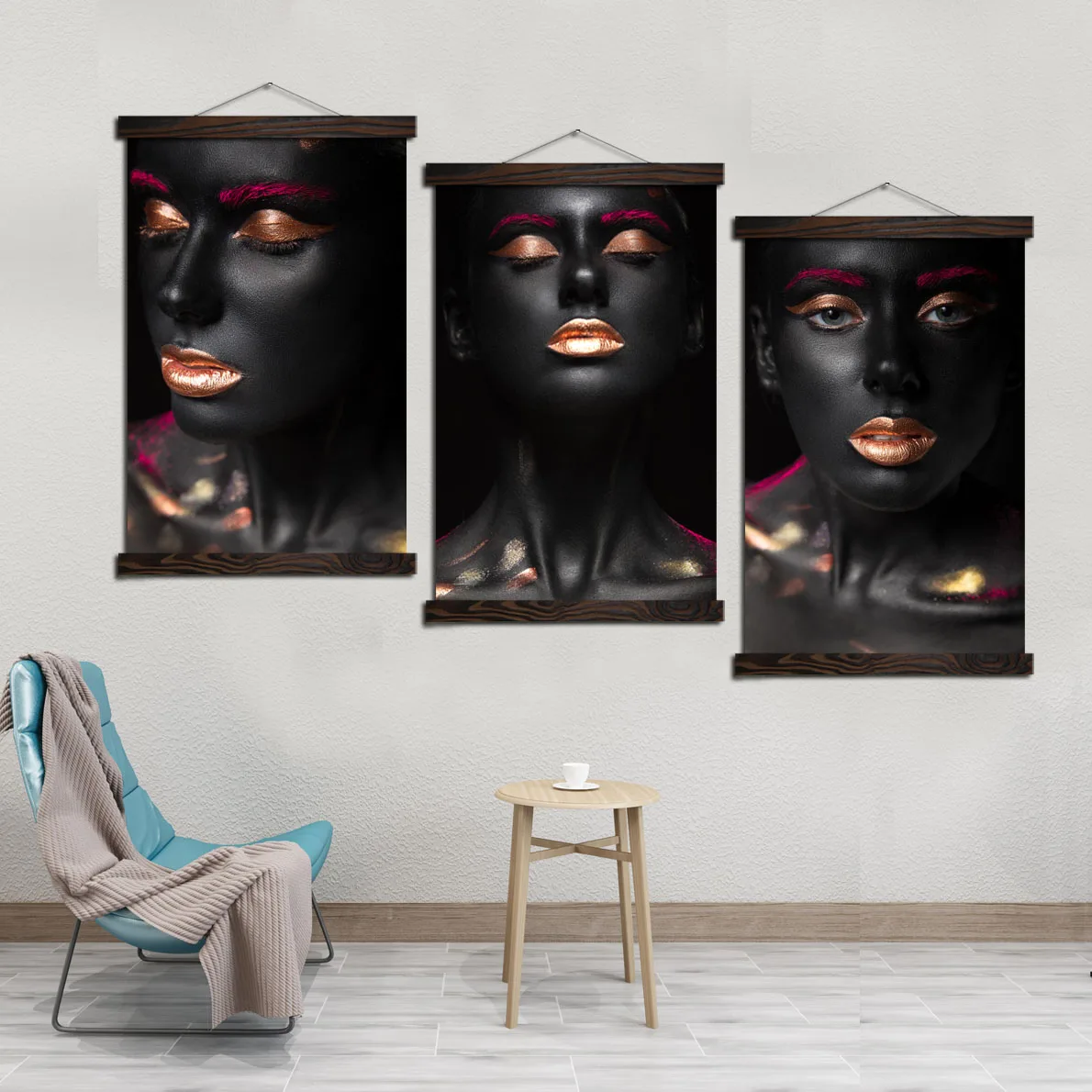

Red Lip Black Makup Girl Vintage Posters and Prints Art Scroll Painting Canvas Wall Art Pictures Farme Painting Home Decoration